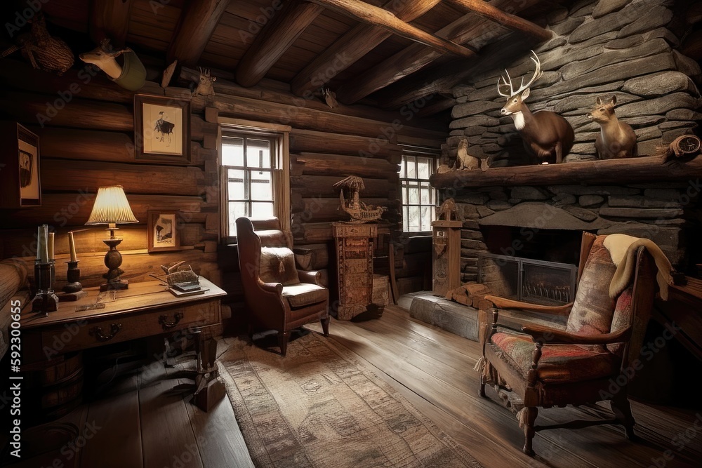 Cabin Coziness: A Rustic Living Room Retreat with a Touch of Wilderness 1. Generative AI