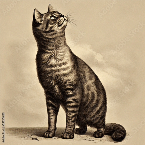 Vintage Illustration Of a Cat