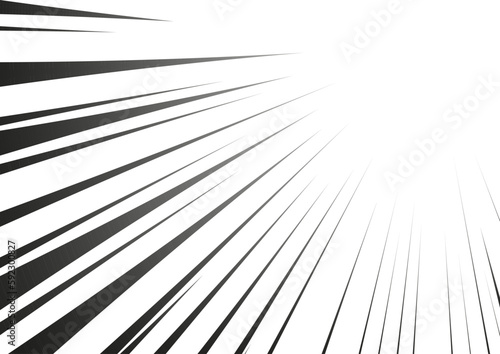 Manga focus speed lines for corner comic effect. Motion and action focus flash strip lines for anime comic book. Vector background illustration of black ray manga speed frame or splash and explosion.