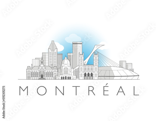 Montreal cityscape line art style vector illustration
