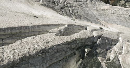 aerial view of a melting glacier in the swiss alps photo