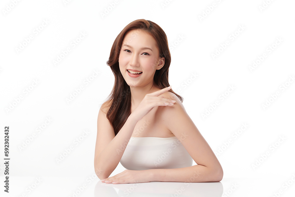 Beautiful young asian woman with clean fresh skin on white background, Face care, Facial treatment, Cosmetology, beauty and spa, Asian women portrait. Beautiful young asian woman with clean fresh skin on white background, Face care, Facial treatment, Cosmetology, beauty and spa, Asian women portrait.