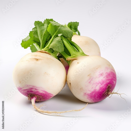 Fresh Turnips on a White Background - Perfect for a Healthy & Vegetarian Meal, Generative AI