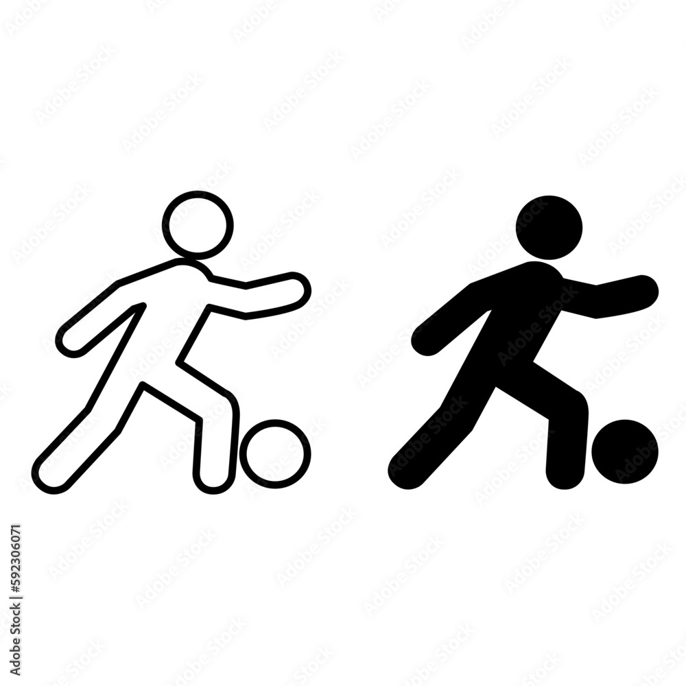 Football Player Icon. Vector Illustration of a Man Playing with a Ball. Sports Icon