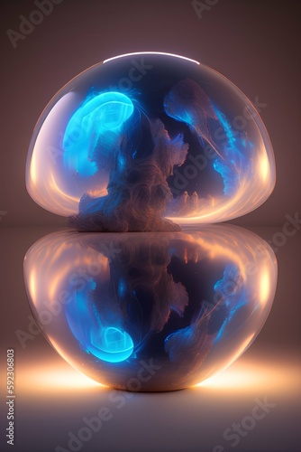 angelarium in a sphere that glows and have bioluminescence elements - generative ai