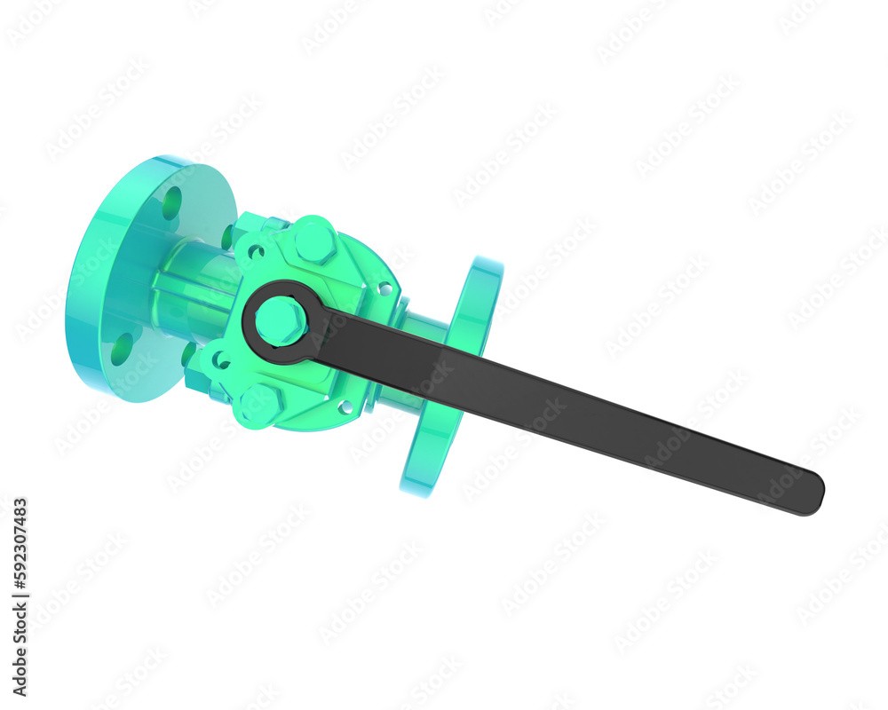 Ball valve isolated on transparent background. 3d rendering - illustration Ball valve isolated on transparent background. 3d rendering - illustration