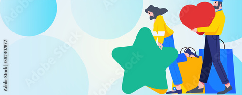 Virtual characters social communication concept business flat vector hand drawn illustration
