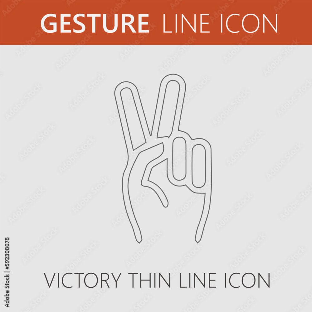 Obraz premium Victory hand gesture vector icon. V sign symbol. Simple isolated pictogram