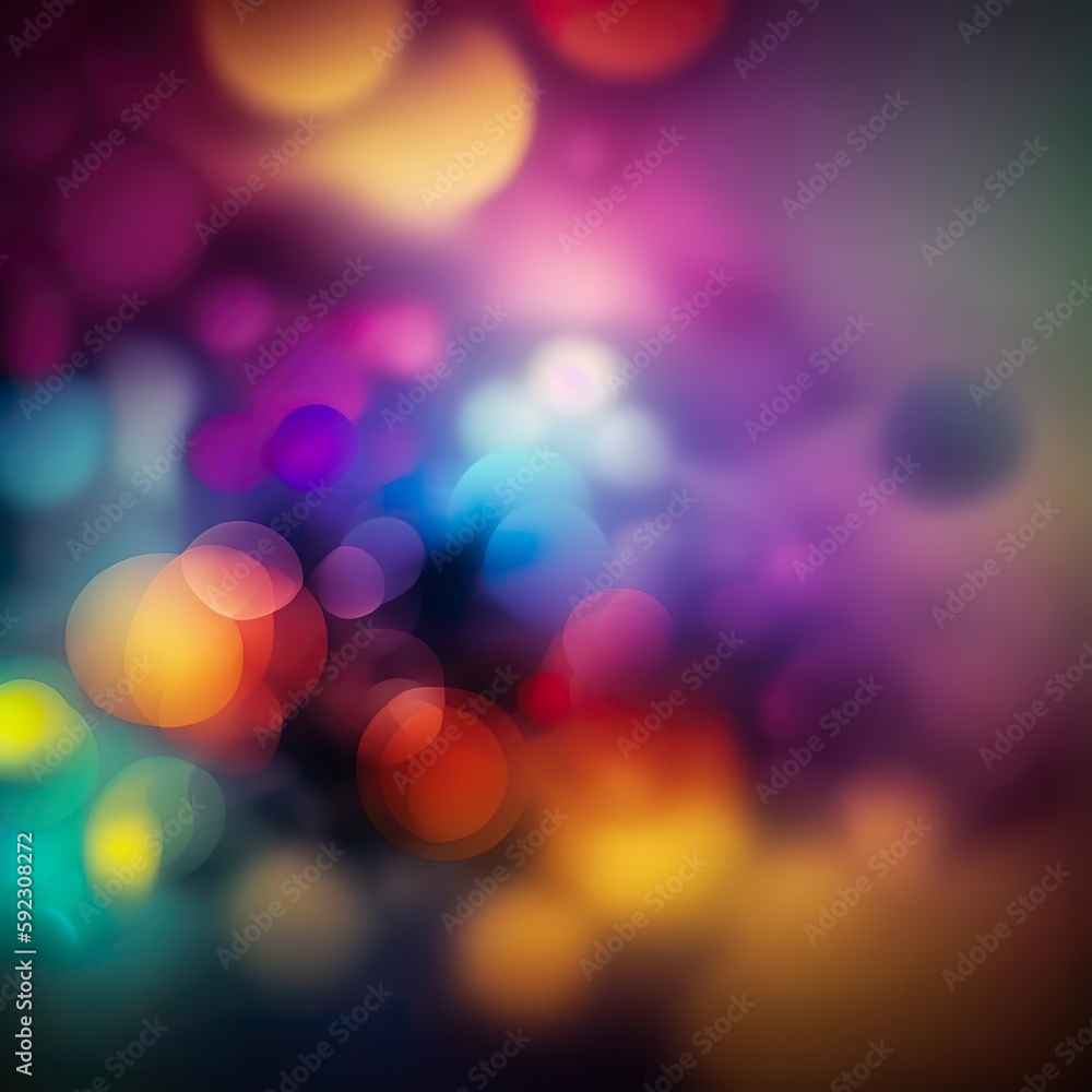A blurry image of colorful lights on a dark background created with Generative AI technology