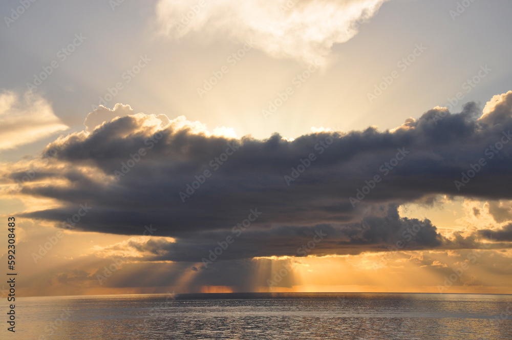 Sunlit Summer Storm over the Atlantic Ocean