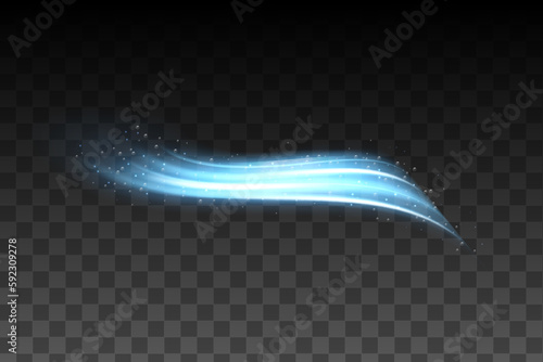 Abstract wind swirls with gold sparkles isolated. Vector realistic set of magic air vortex, light twirls with particles. Design element of fresh and clean