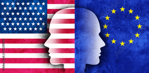 United States European Union Relations with EU and US geopolitical issues or economic challenge as exports and imports between the two as Washington and Brussels photo