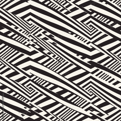 Monochrome Interlacing Stripes Textured Pattern