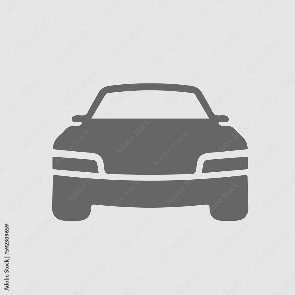 Car front vector icon. Auto speed symbol. Simple isolated pictogram.