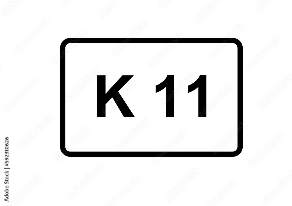 Illustration eines Kreisstraßenschildes der K 11 in Deutschland Illustration eines Kreisstraßenschildes der K 11 in Deutschland