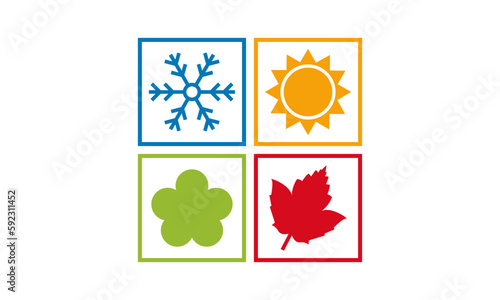 four seasons of the year logo icon concept 