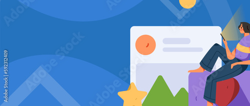 Virtual characters social communication concept business flat vector hand drawn illustration
