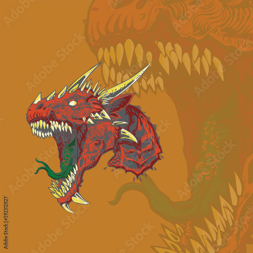 red dragon head for logo and tshirt design 01 (ID: 592312827)