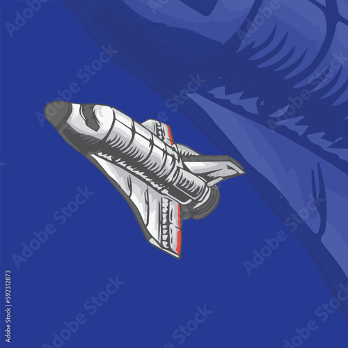 space shuttle illustration for logo and tshirt design (ID: 592312873)