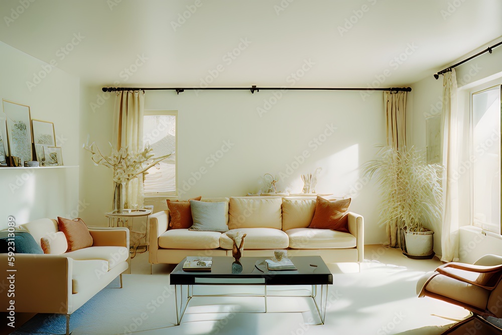 Fototapeta premium modern living room with sofa. Generative AI.