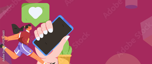 Virtual characters social communication concept business flat vector hand drawn illustration 