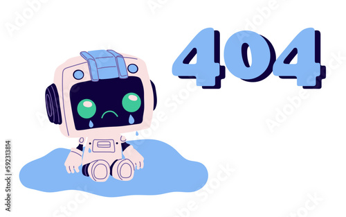 404 error page design. Web site problem, failure, website access denied concept. Unavailable webpage, inaccessible network mistake. Flat graphic vector illustration isolated on white background