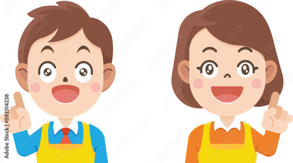 Cartoon boy and girl thinking together, thinking or gesturing, Thinking surrounded, Vector illustrator Cartoon boy and girl thinking together, thinking or gesturing, Thinking surrounded, Vector illustrator