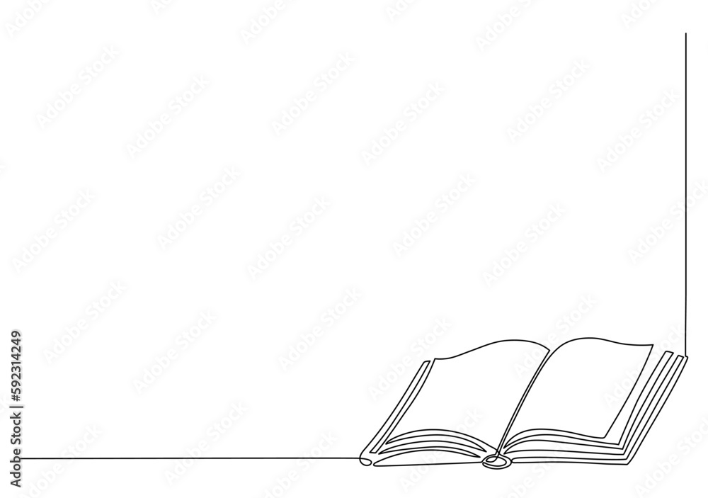 Open book. Continuous line drawing. Education concept. Open book. Continuous line drawing. Education concept.