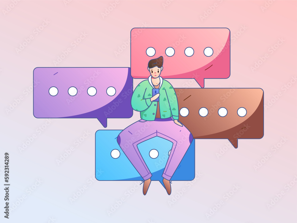 Virtual characters social communication concept business flat vector hand drawn illustration
Virtual characters social communication concept business flat vector hand drawn illustration