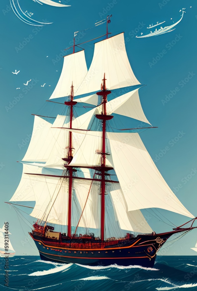 sailing ship in the sea