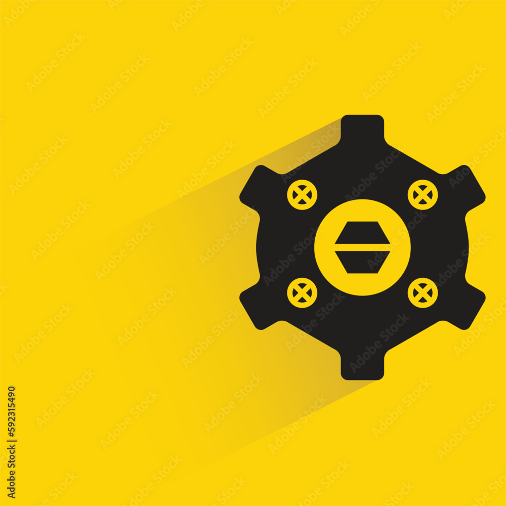 gear with shadow on yellow background gear with shadow on yellow background