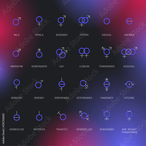 Gender and sexual orientation identity vector symbol sign icons