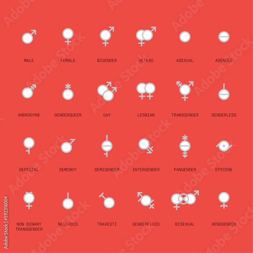 Gender and sexual orientation identity vector symbol sign icons
