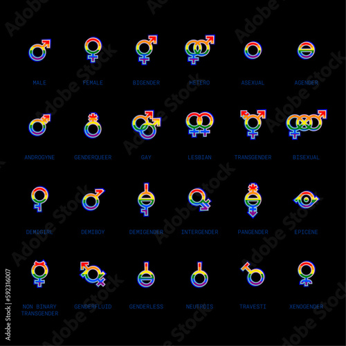 Gender and sexual orientation identity vector symbol sign icons
