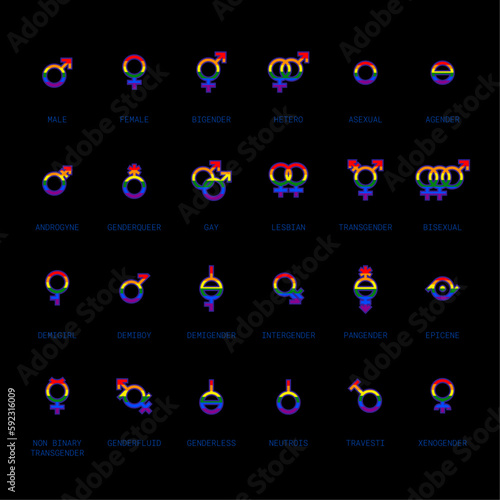 Gender and sexual orientation identity vector symbol sign icons photo