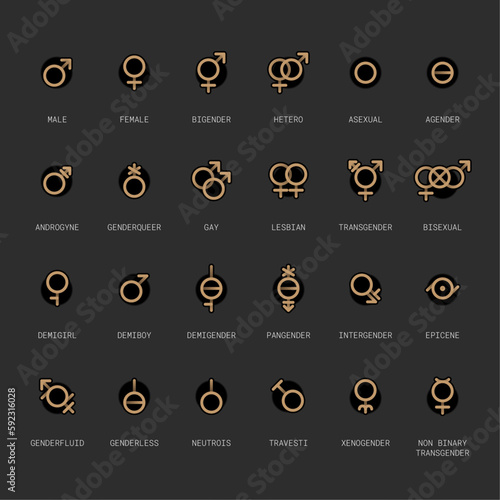 Gender and sexual orientation identity vector symbol sign icons
