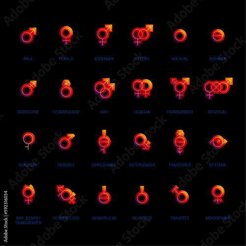 Gender and sexual orientation identity vector symbol sign icons