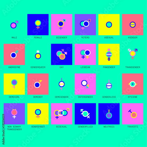 Gender and sexual orientation identity vector symbol sign icons