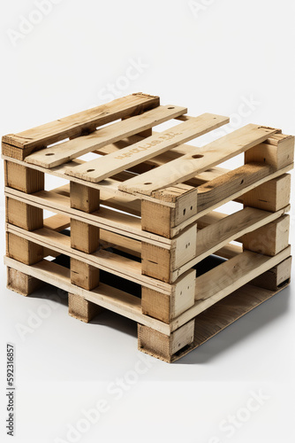 Wooden pallet isolated on white background with Generative AI Technology
