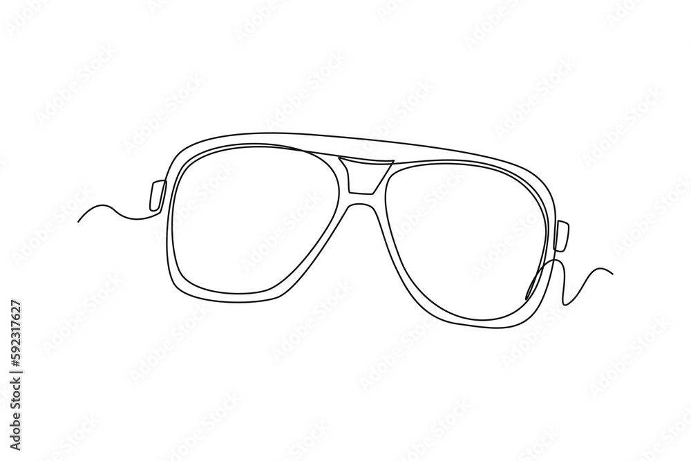Single one line drawing summer glasses. Summer beach concept. Continuous line draw design graphic vector illustration.