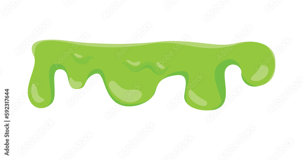 Concept Slime spot liquid. A flat vector design of a green slime spot, with a liquid consistency, illustrated in a cartoonish style on a white background. Vector illustration.