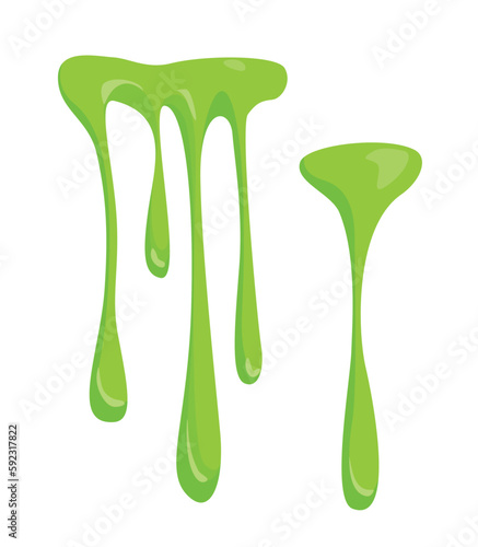 Concept Slime spot liquid. A green slime spot, designed in a flat vector style, with a liquid appearance and cartoonish aesthetic, on a white background. Vector illustration.
