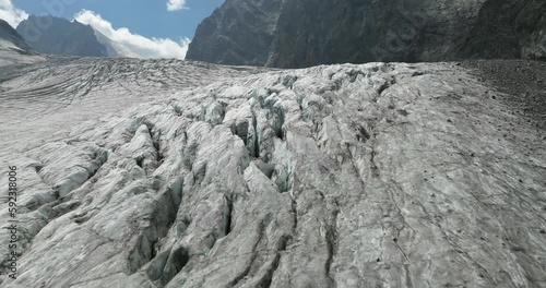 aerial view of a melting glacier in the swiss alps photo