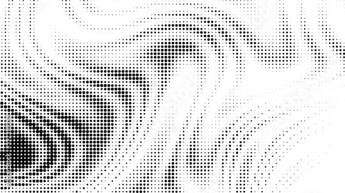 Monochrome gradient halftone dots background. Vector illustration. Big wave