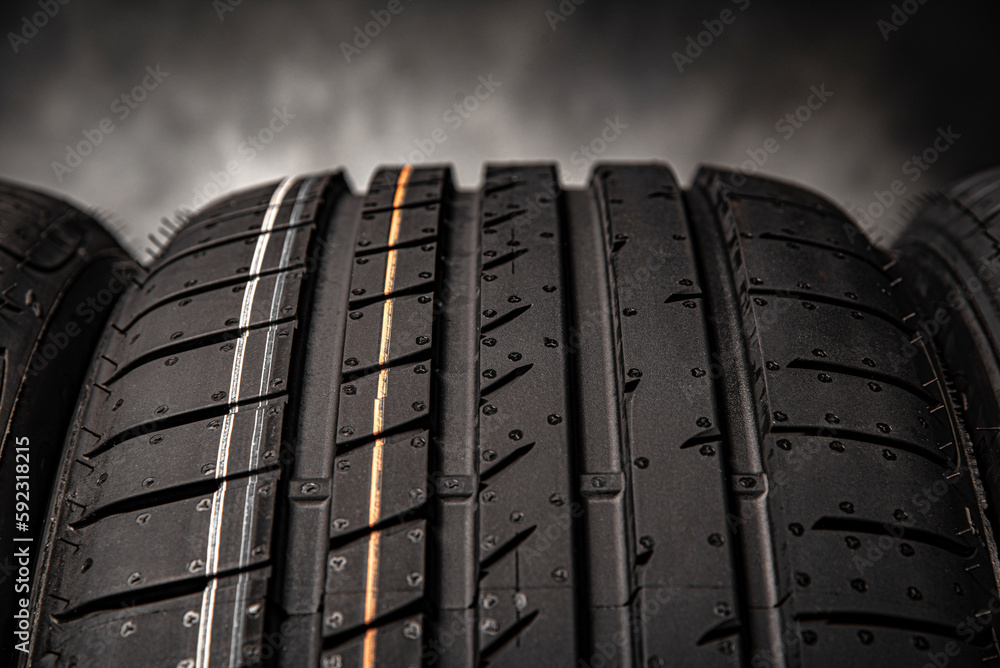 Obraz premium Car tire as an abstract background closeup.