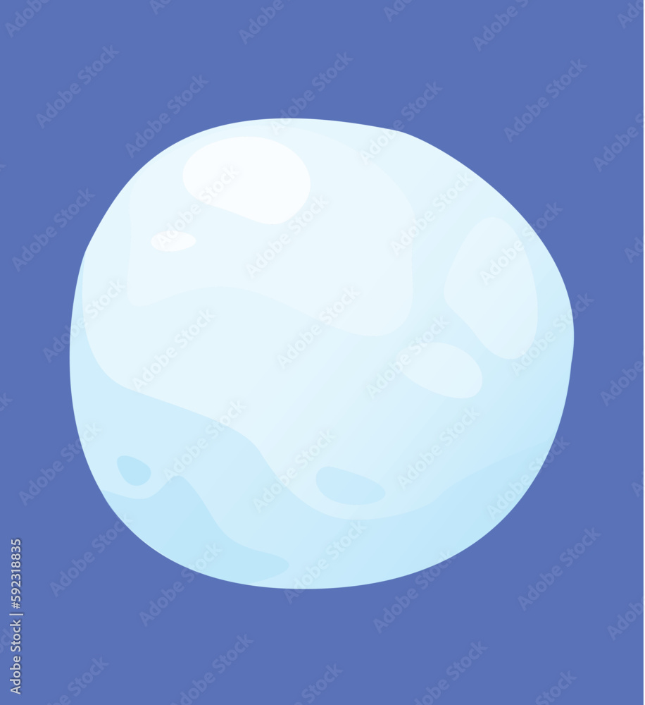 Concept Snow ice liquid spot. The illustration is a flat vector design that showcases the concept of a snowball on a blue background. Vector illustration.