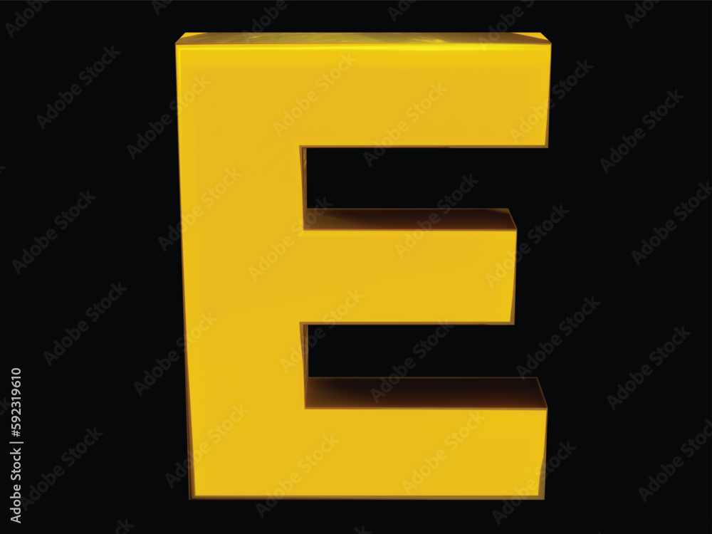 Latter E in large yellow black background, transparent background Latter E in large yellow black background, transparent background