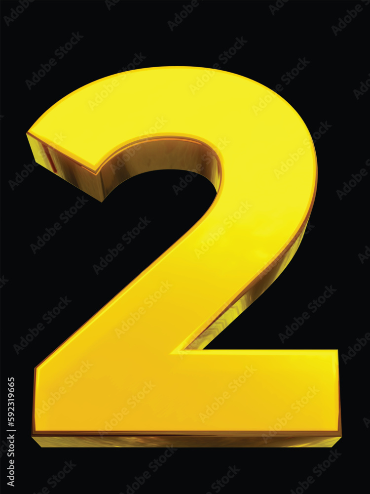 A large yellow Gold number 2 with a black background, transparent background A large yellow Gold number 2 with a black background, transparent background