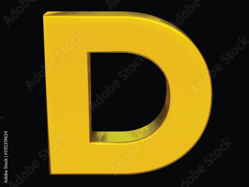 Latter D. in large yellow black background, transparent background
