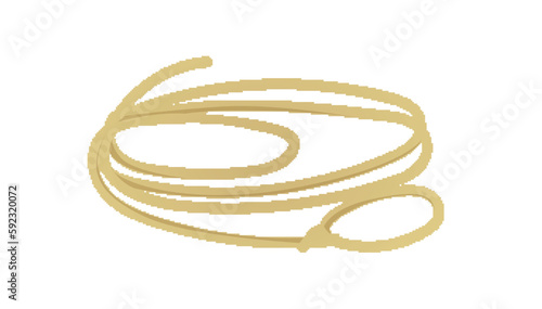 Concept Wild west whip rope. The illustration is a flat vector design that features a concept of the Wild West with a cartoonish whip rope on a white background. Vector illustration.